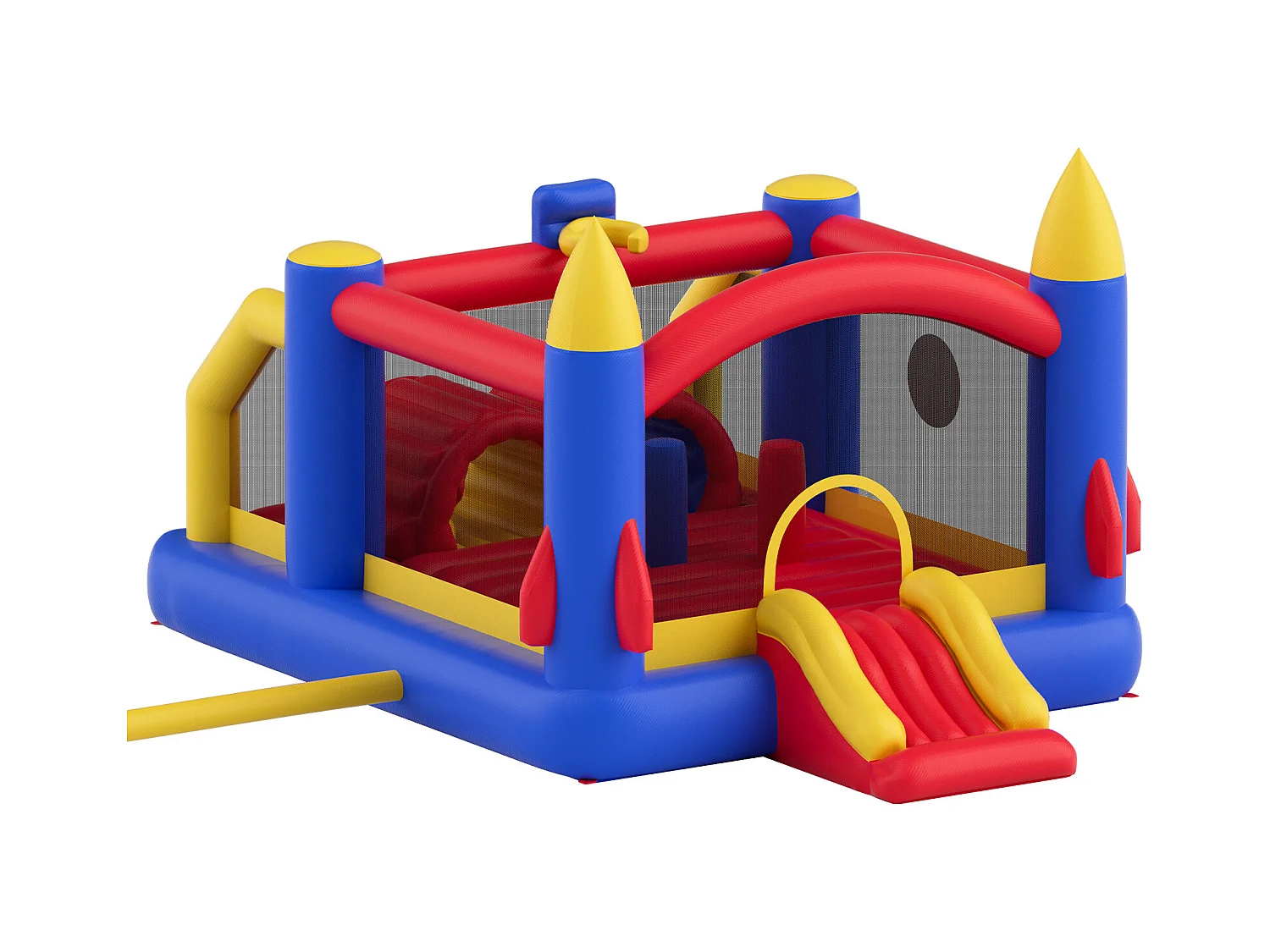 Château Gonflable, SucceBuy Maison Gonflable - Loisirs en Plein Air, 406x239x244 cm, avec Souffleur, Toboggan, pour les 3 à 8 Ans