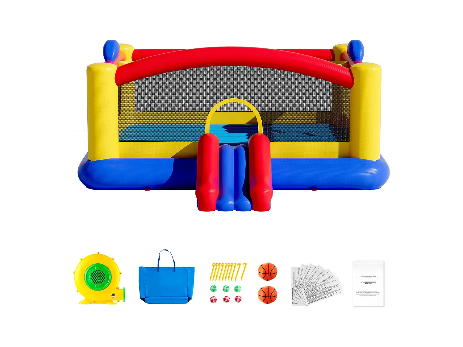 Château Gonflable, SucceBuy Maison Gonflable, 450 x 439 x 203 cm, Maison de Jeu Extérieure pour Enfants de 3 à 10 Ans