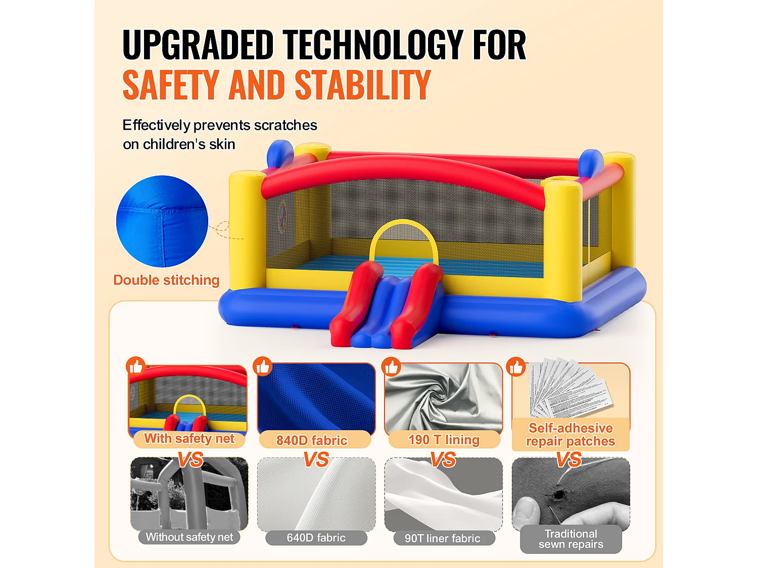 Château Gonflable, SucceBuy Maison Gonflable, 450 x 439 x 203 cm, Maison de Jeu Extérieure pour Enfants de 3 à 10 Ans