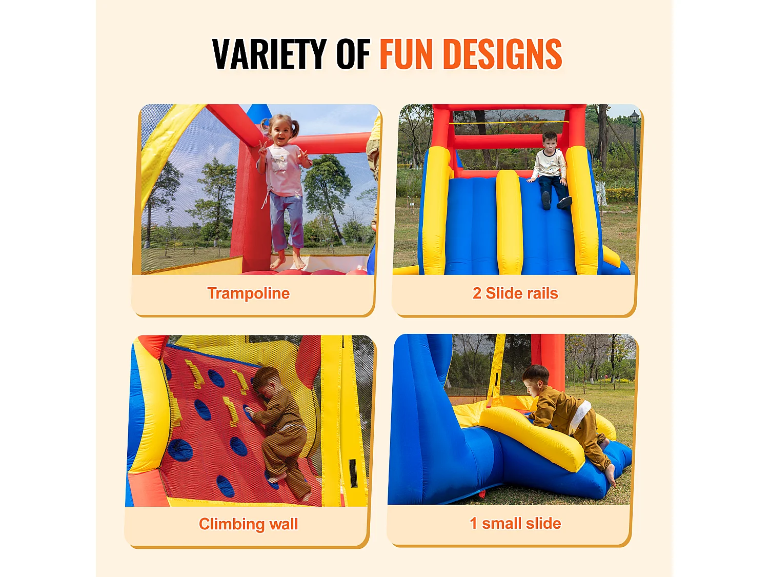 Château Gonflable, SucceBuy Maison Gonflable - 465x259x234 cm, Divertissement en Plein Air, avec Souffleur, Toboggans Doubles pour Enfants de 3 à 8 Ans