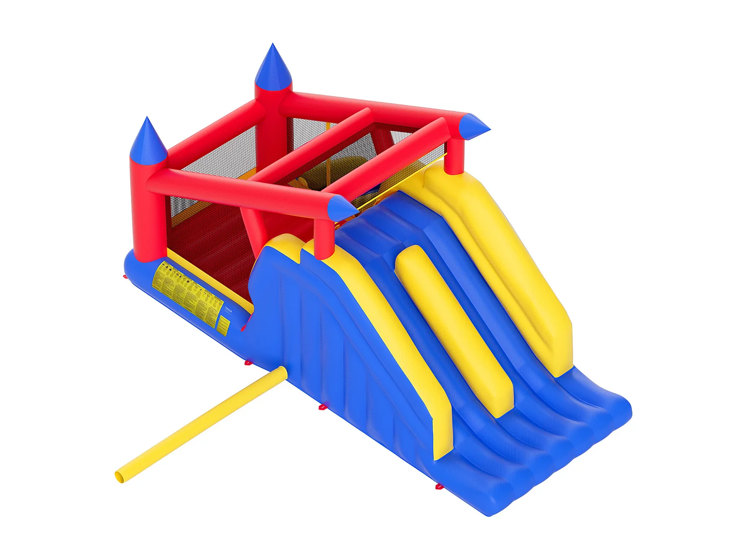 Château Gonflable, SucceBuy Maison Gonflable - 465x259x234 cm, Divertissement en Plein Air, avec Souffleur, Toboggans Doubles pour Enfants de 3 à 8 Ans