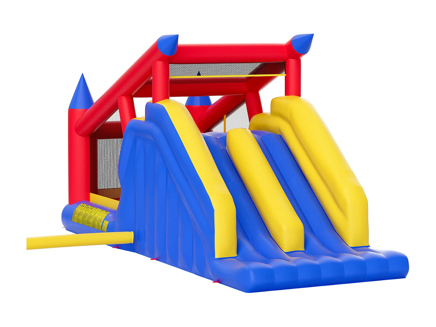 Château Gonflable, SucceBuy Maison Gonflable - 465x259x234 cm, Divertissement en Plein Air, avec Souffleur, Toboggans Doubles pour Enfants de 3 à 8 Ans