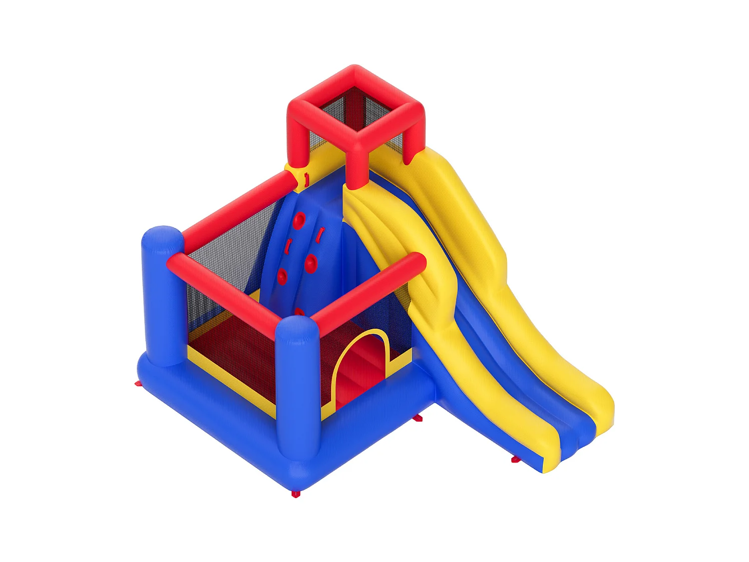 Château Gonflable, SucceBuy Maison Gonflable, 340 x 259 x 231 cm, Trampoline avec Toboggan et Souffleur, Château Gonflable Familial pour Enfants de 3 à 8 Ans