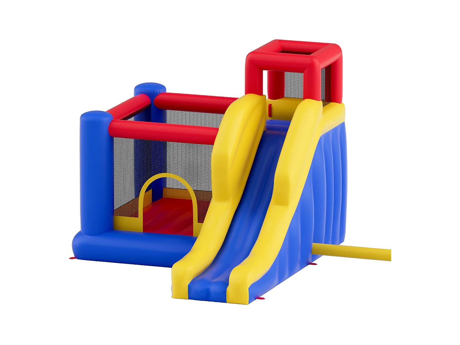 Château Gonflable, SucceBuy Maison Gonflable, 340 x 259 x 231 cm, Trampoline avec Toboggan et Souffleur, Château Gonflable Familial pour Enfants de 3 à 8 Ans