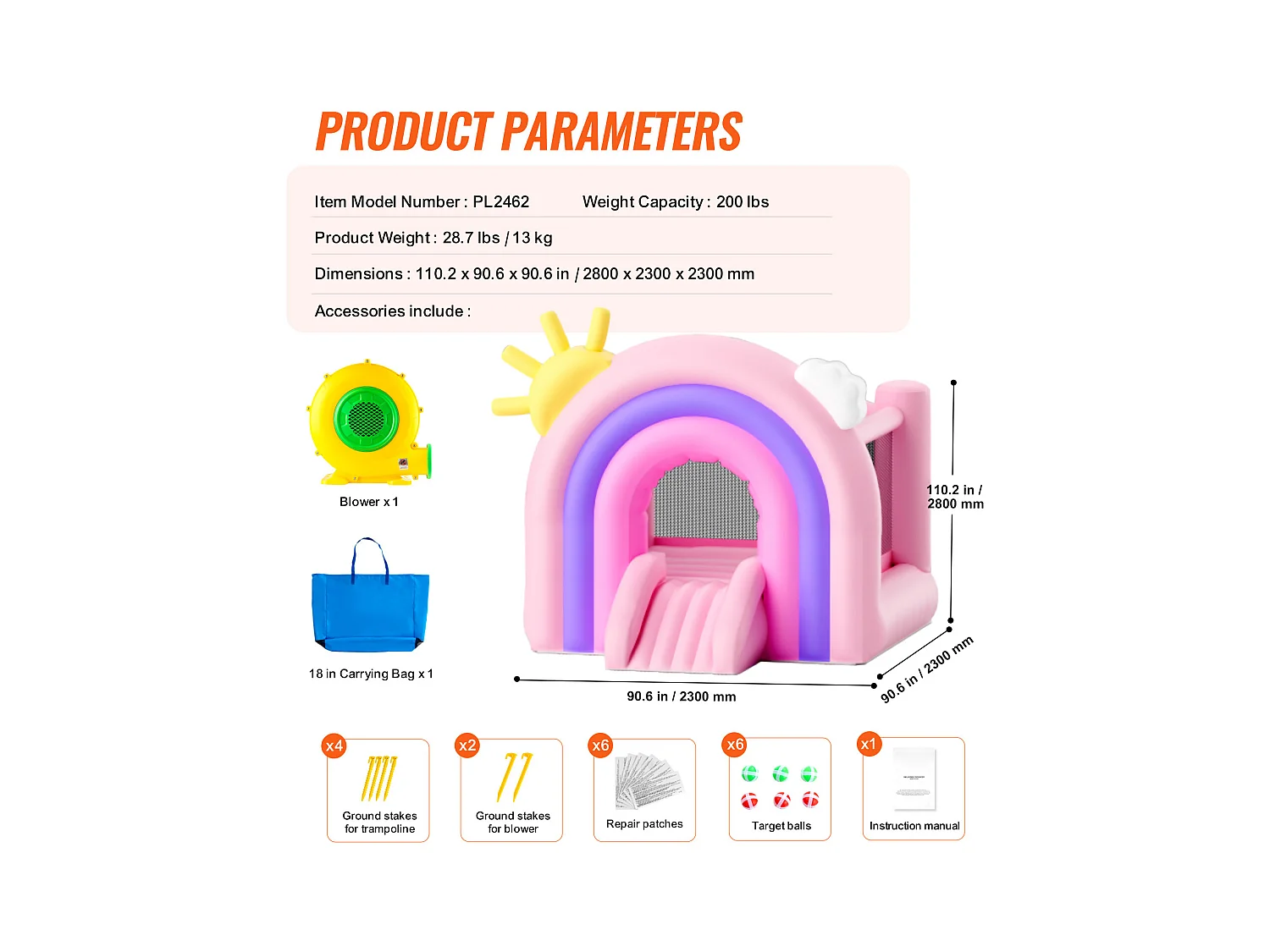 Château Gonflable, SucceBuy, Maison Gonflable pour Enfants de 3 à 8 Ans, Idéal pour les Fêtes d'Anniversaire et les Événements Festifs en Intérieur ou Extérieur