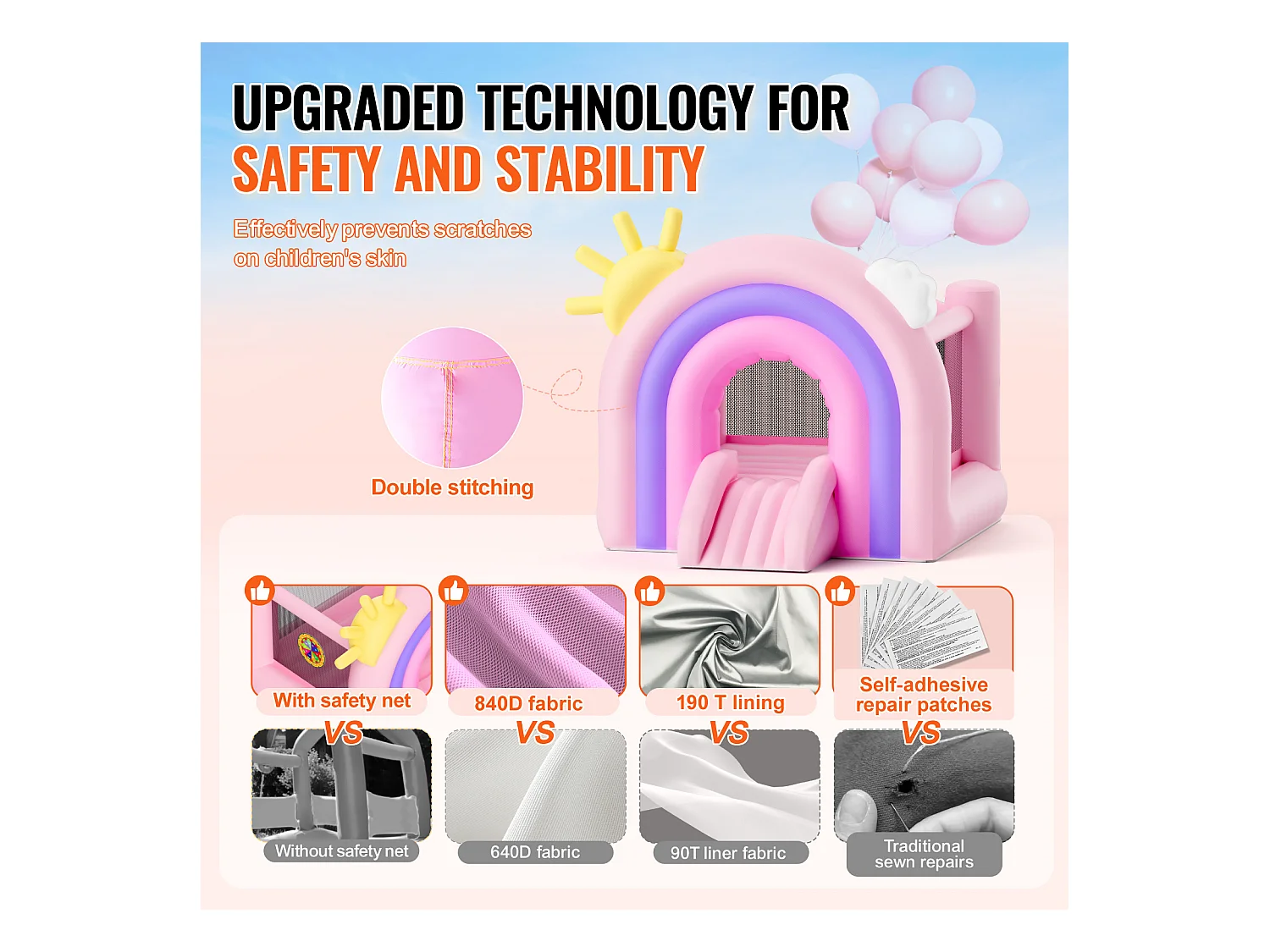 Château Gonflable, SucceBuy, Maison Gonflable pour Enfants de 3 à 8 Ans, Idéal pour les Fêtes d'Anniversaire et les Événements Festifs en Intérieur ou Extérieur