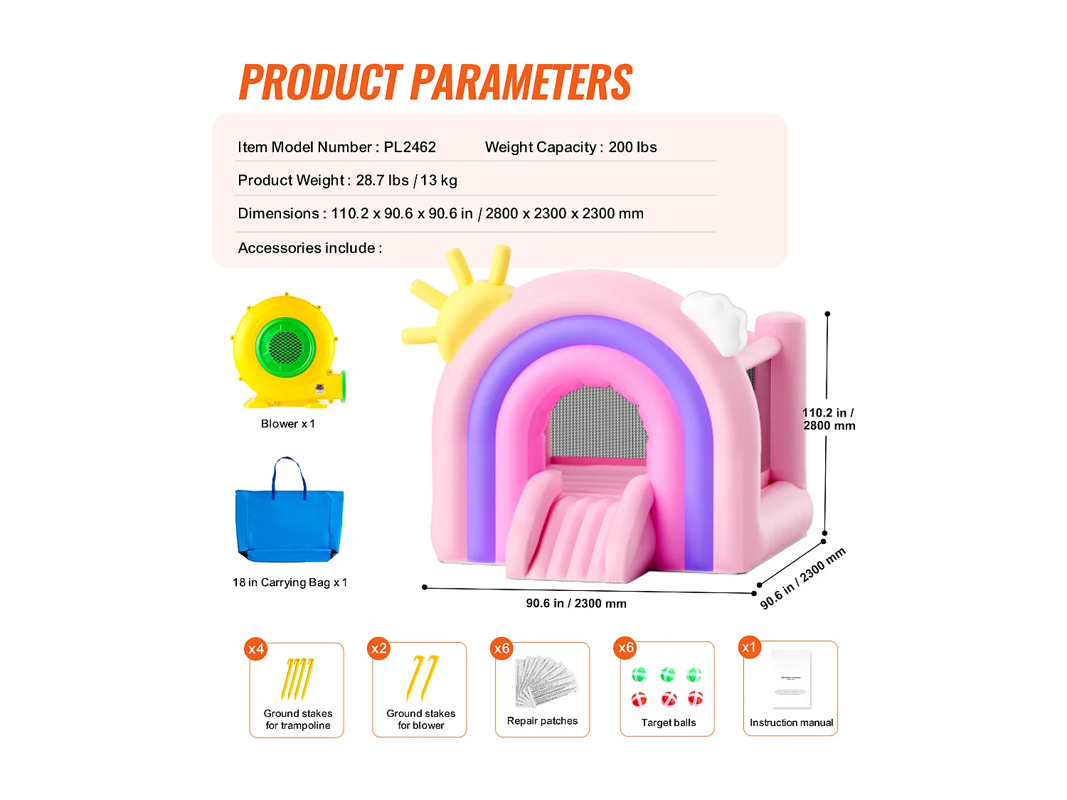 Château Gonflable, SucceBuy, Maison Gonflable pour Enfants de 3 à 8 Ans, Idéal pour les Fêtes d'Anniversaire et les Événements Festifs en Intérieur ou Extérieur