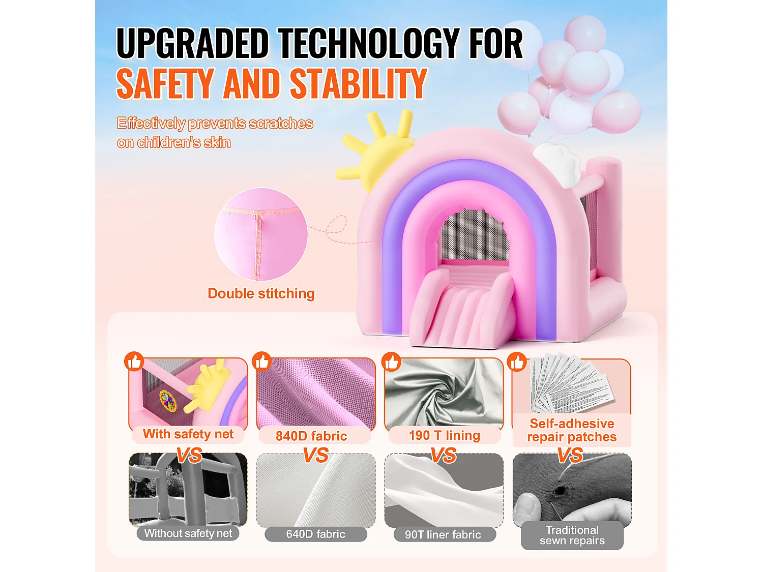 Château Gonflable, SucceBuy, Maison Gonflable pour Enfants de 3 à 8 Ans, Idéal pour les Fêtes d'Anniversaire et les Événements Festifs en Intérieur ou Extérieur