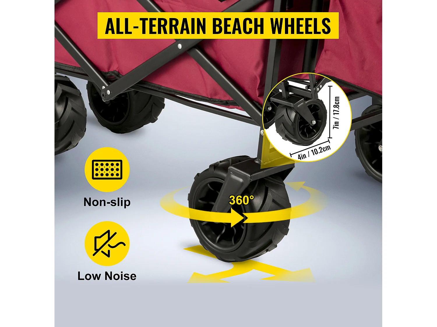 Chariot de Jardin Pliable SucceBuy, Chariot de Jardin Pliable avec Pare-Soleil, Utilitaire de Plage