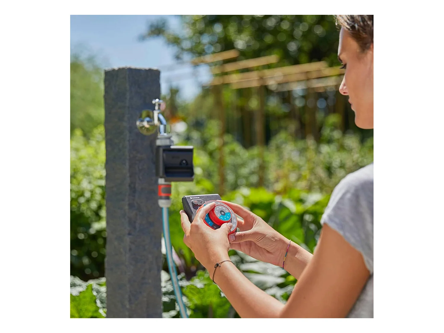 Programmateur d'arrosage Easy Plus résistant à l'eau avec bouton rotatif - technologie Safe Stop