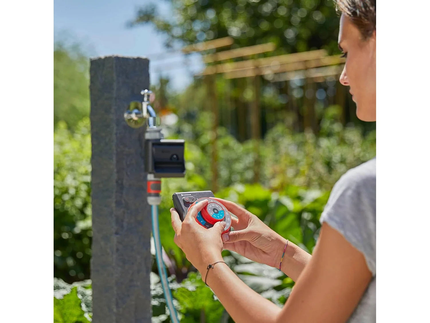 Programmateur d'arrosage Easy Plus résistant à l'eau avec bouton rotatif - technologie Safe Stop