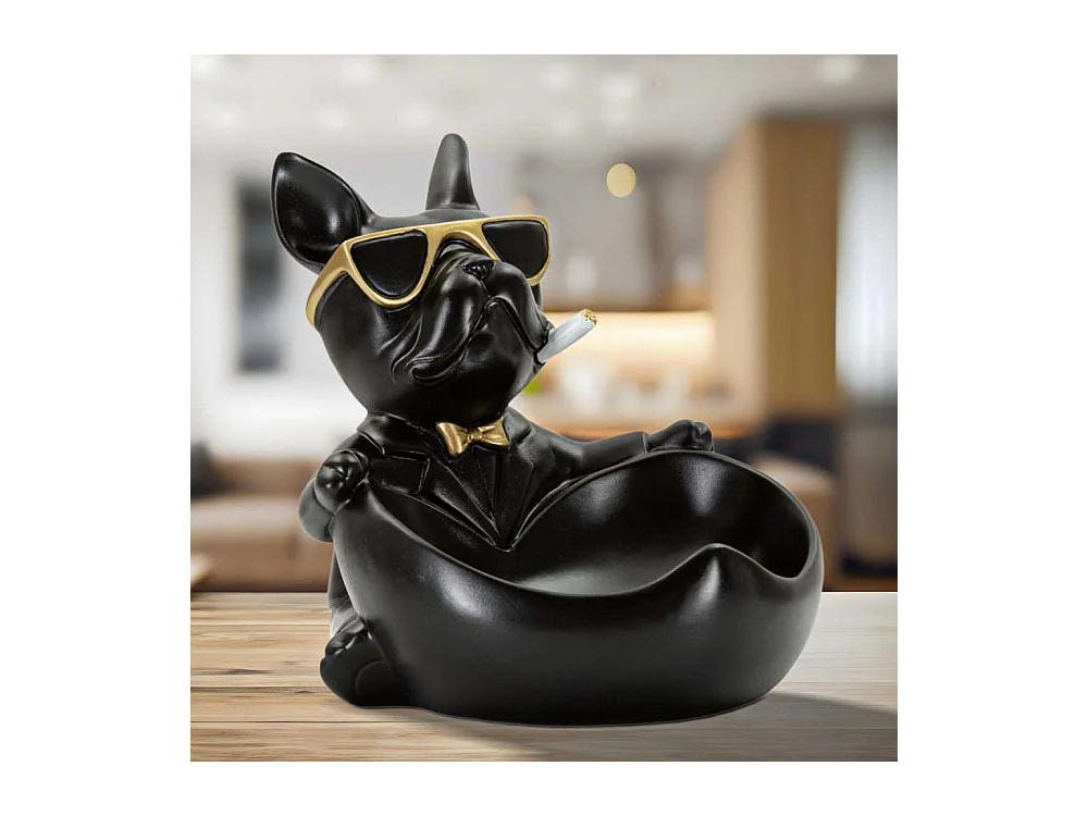 Vide-Poche Statuette Chien "Dog Ball" 20cm Noir