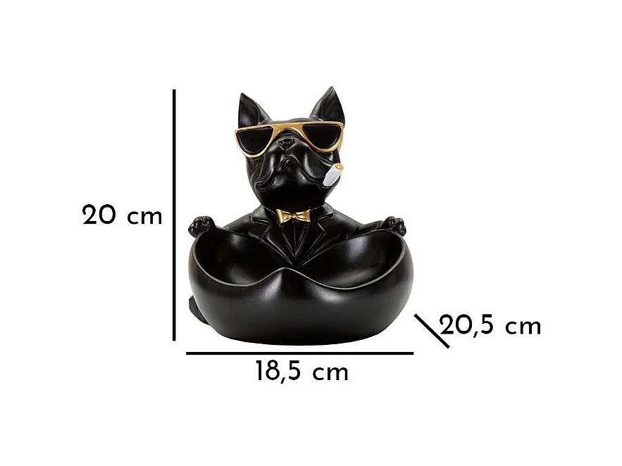 Vide-Poche Statuette Chien "Dog Ball" 20cm Noir