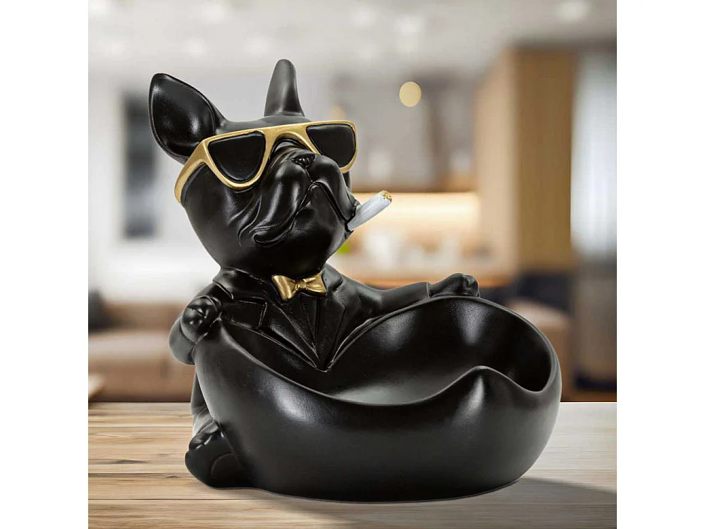 Vide-Poche Statuette Chien "Dog Ball" 20cm Noir