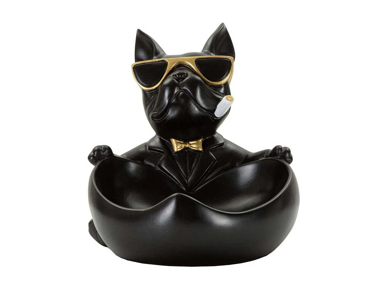 Vide-Poche Statuette Chien "Dog Ball" 20cm Noir