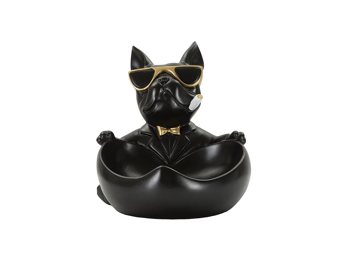 Vide-Poche Statuette Chien "Dog Ball" 20cm Noir