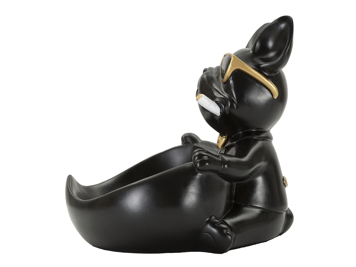 Vide-Poche Statuette Chien "Dog Ball" 20cm Noir