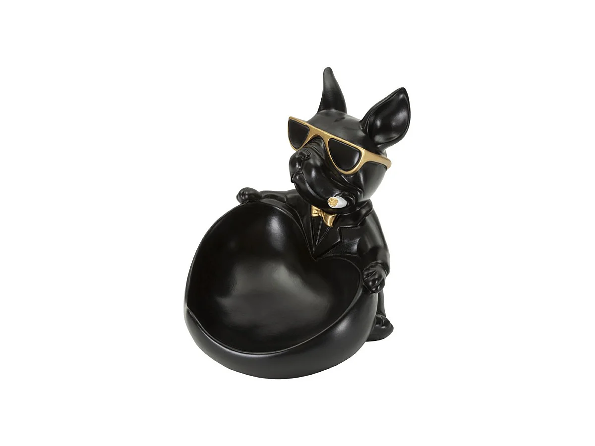 Vide-Poche Statuette Chien "Dog Ball" 20cm Noir