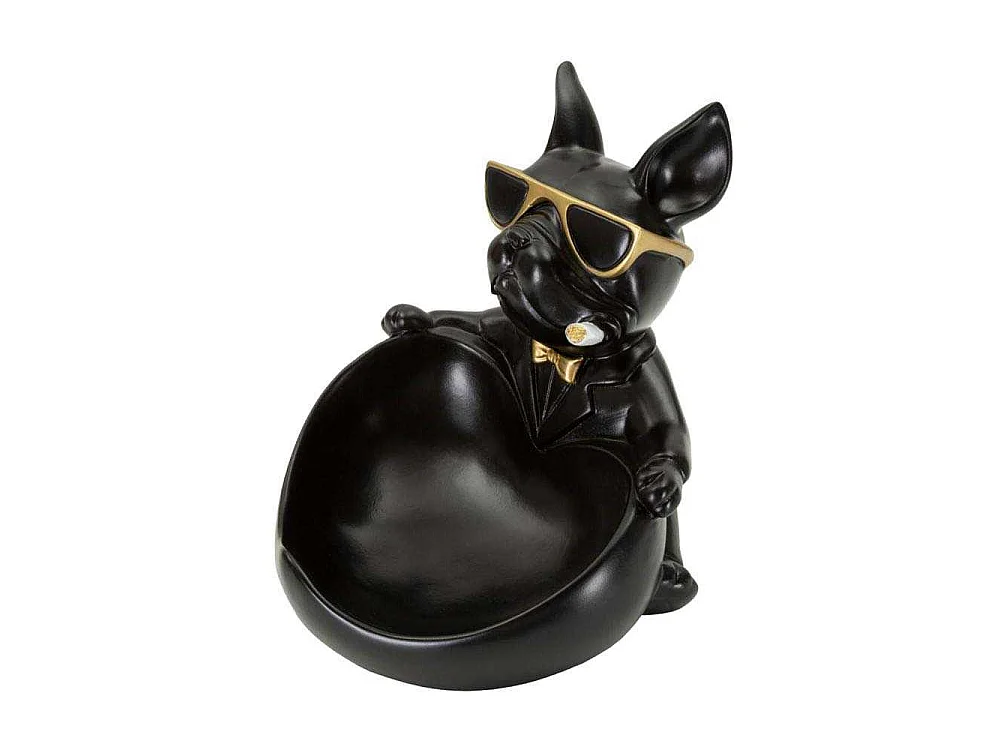 Vide-Poche Statuette Chien "Dog Ball" 20cm Noir