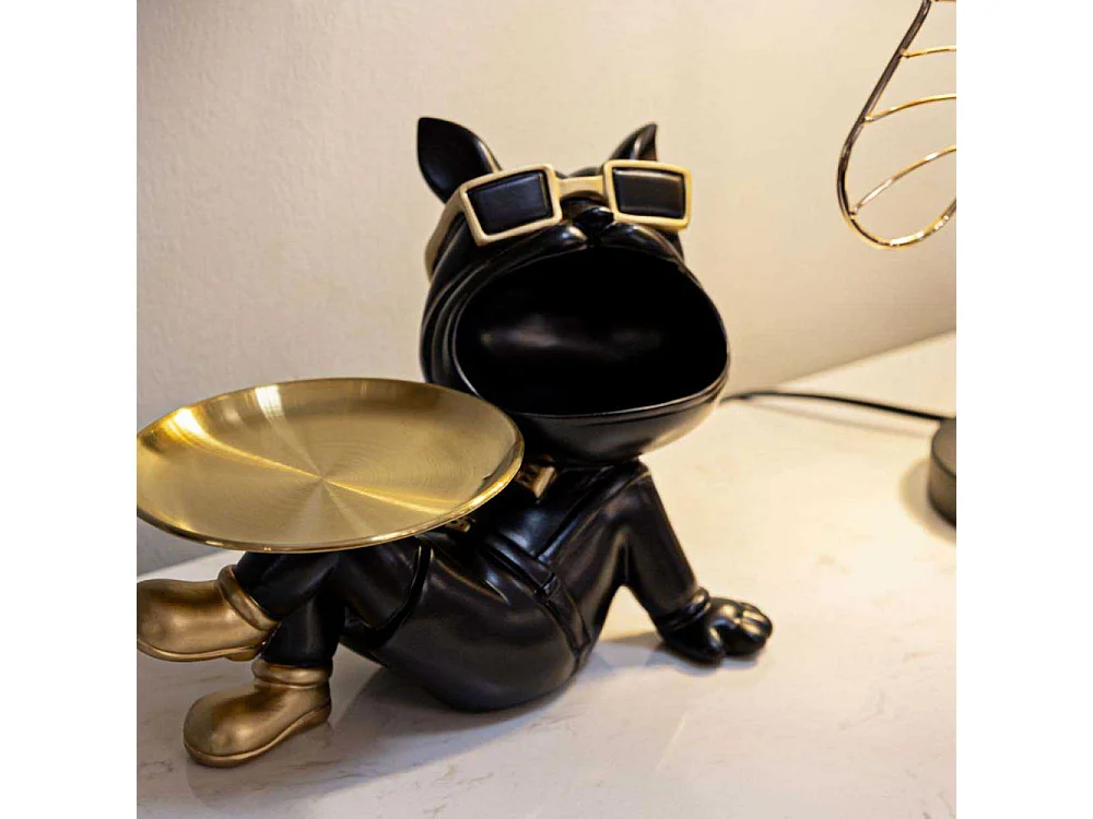 Vide-Poche Statuette Chien "Dog Buddy" 27cm Noir