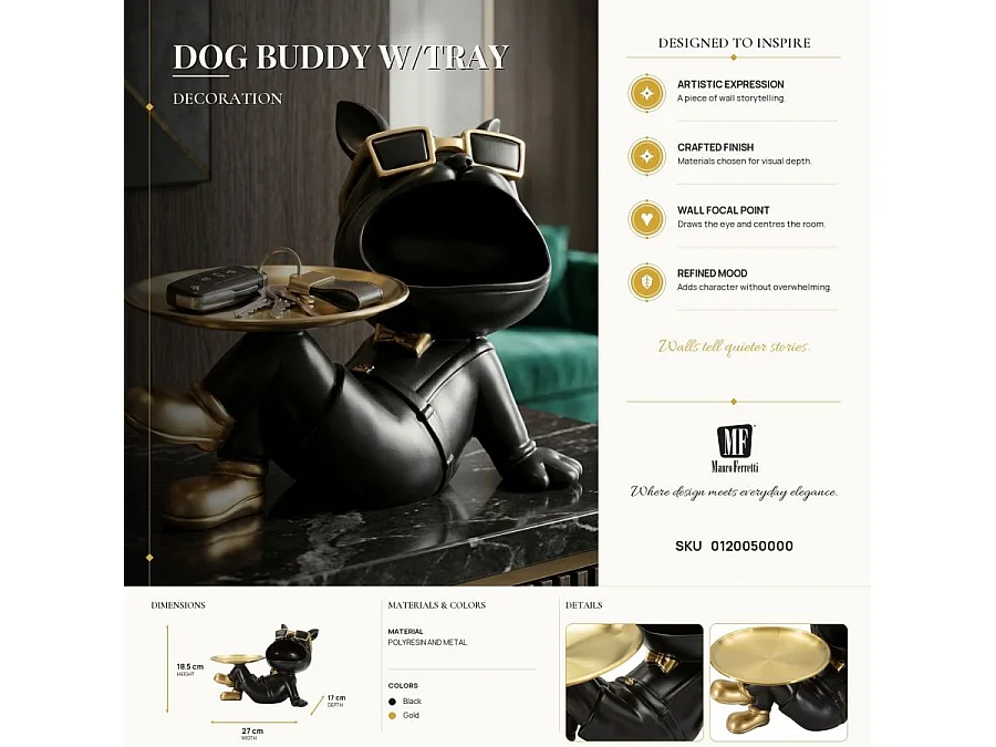 Vide-Poche Statuette Chien "Dog Buddy" 27cm Noir