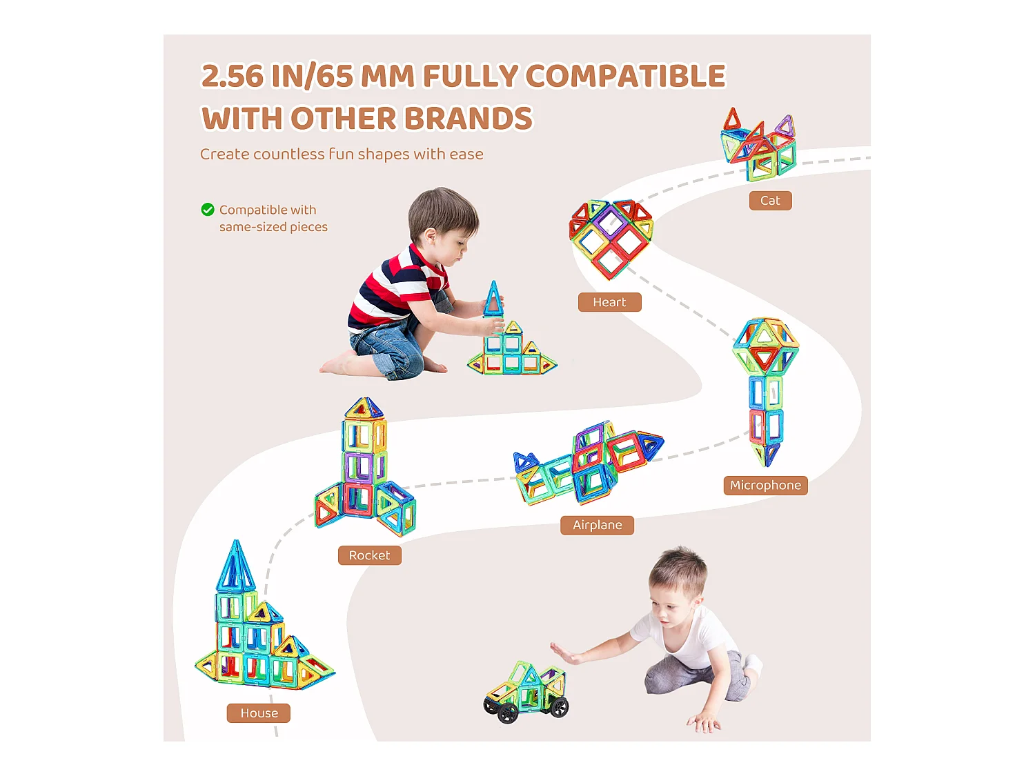 Bloc de Construction Magnétique, SucceBuy Tuiles Magnétiques, 123 Pièces pour Enfants, Ensemble de Construction avec Extras, Jouets STEM pour les 5 Ans et Plus