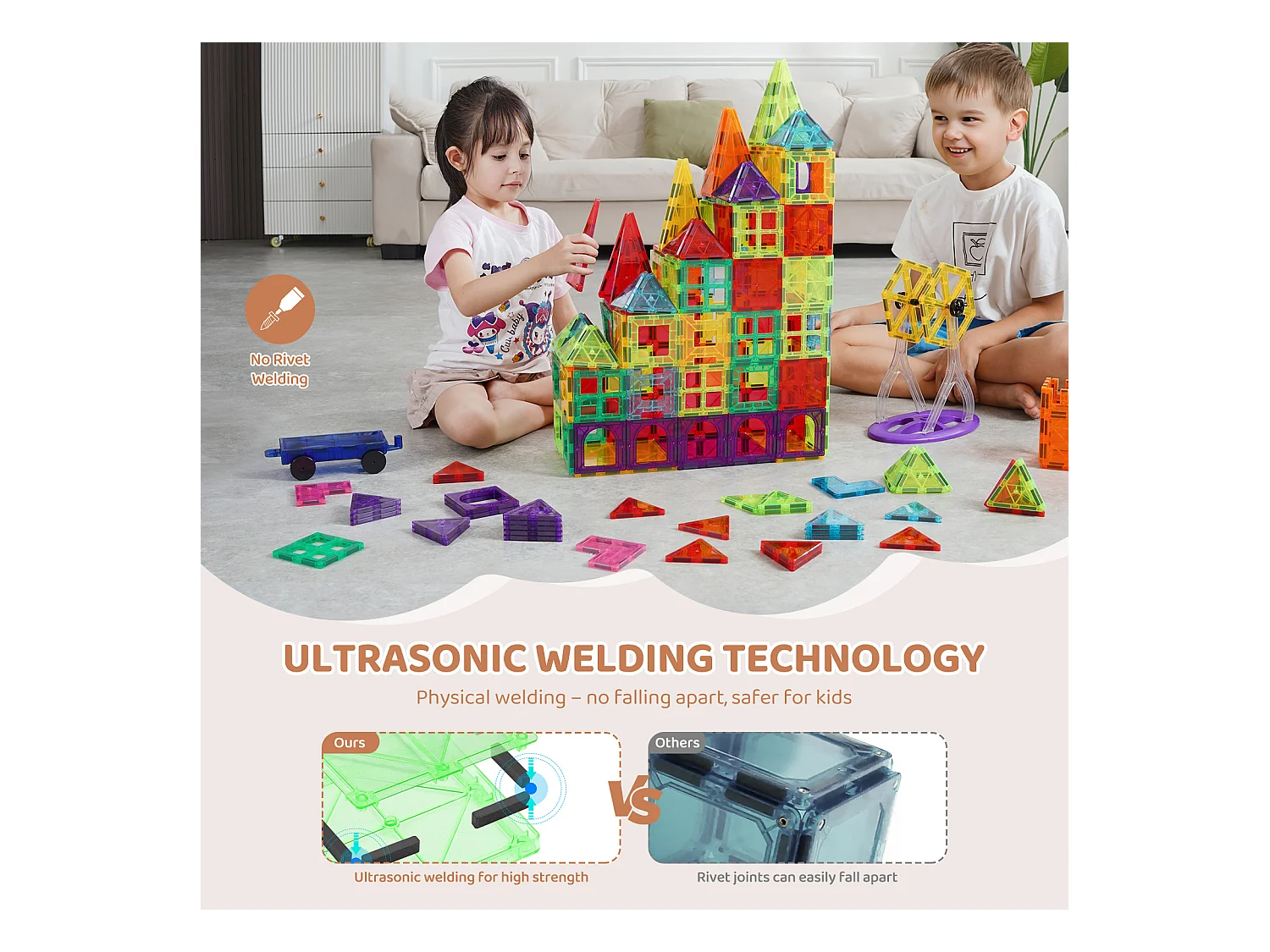 Bloc de Construction Magnétique, SucceBuy Lot de 180 Blocs de Construction Magnétiques pour Enfants en 3D