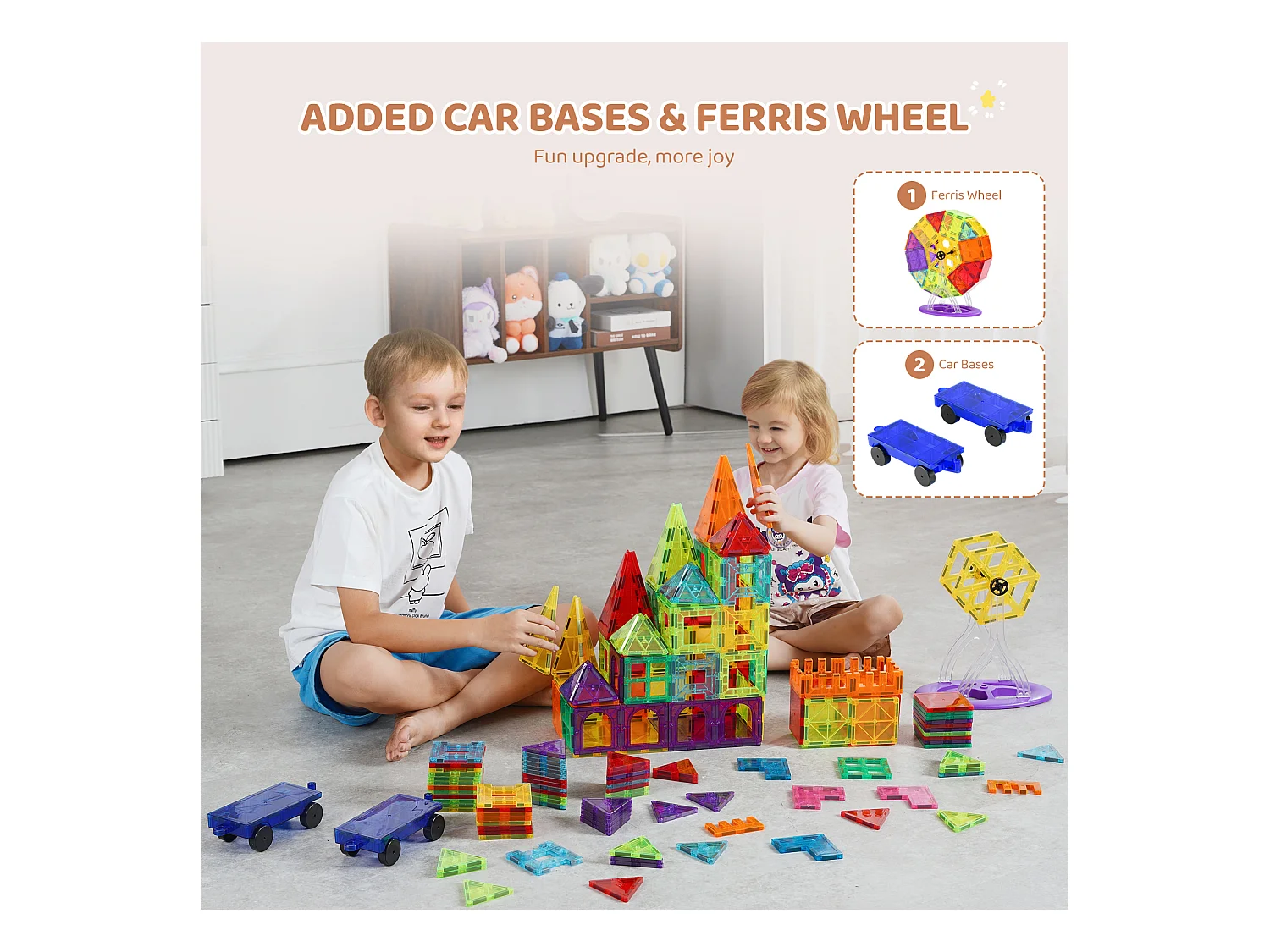 Bloc de Construction Magnétique, SucceBuy Lot de 180 Blocs de Construction Magnétiques pour Enfants en 3D