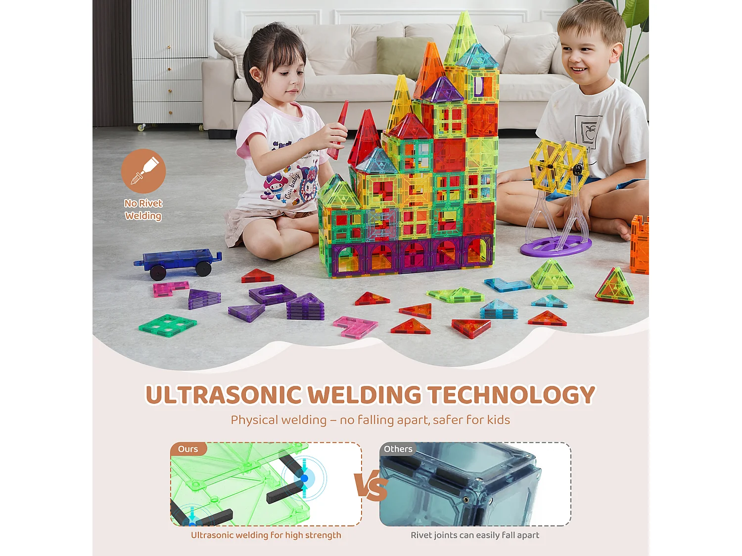 Bloc de Construction Magnétique, SucceBuy Lot de 180 Blocs de Construction Magnétiques pour Enfants en 3D