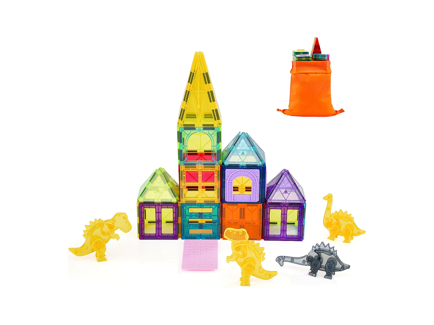 Bloc de Construction Magnétique, SucceBuy Lot de 56 Tuiles Magnétiques, Blocs de Construction 3D pour Enfants, Ensemble de Construction Magnétique