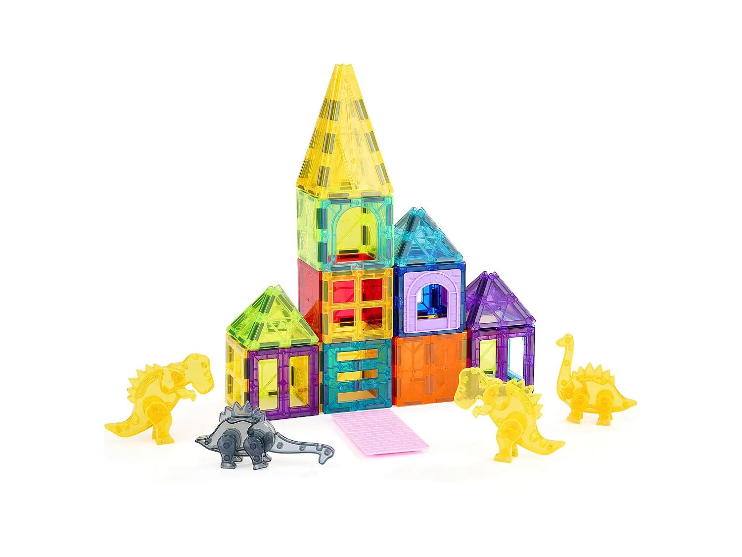 Bloc de Construction Magnétique, SucceBuy Lot de 56 Tuiles Magnétiques, Blocs de Construction 3D pour Enfants, Ensemble de Construction Magnétique