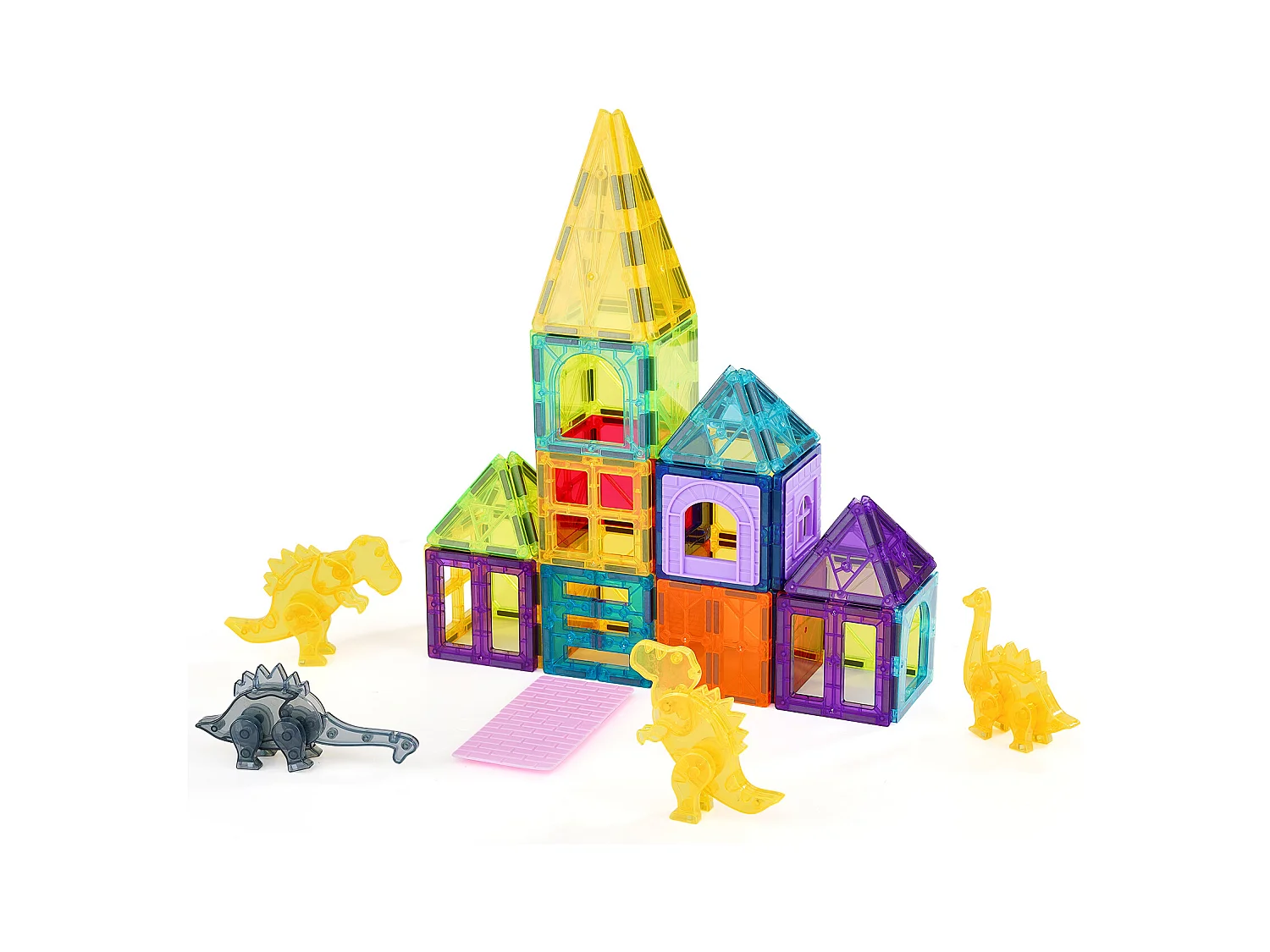 Bloc de Construction Magnétique, SucceBuy Lot de 56 Tuiles Magnétiques, Blocs de Construction 3D pour Enfants, Ensemble de Construction Magnétique