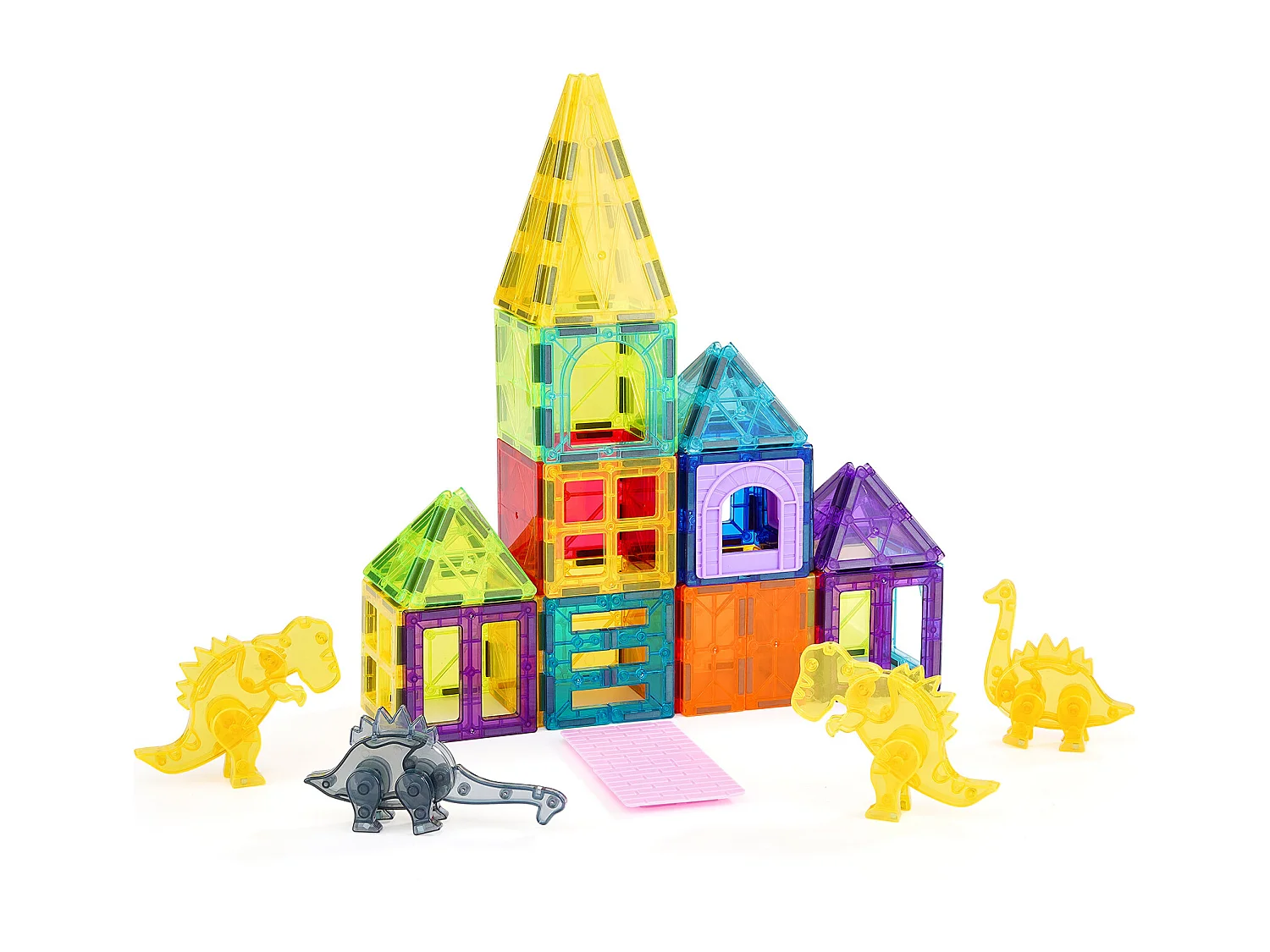 Bloc de Construction Magnétique, SucceBuy Lot de 56 Tuiles Magnétiques, Blocs de Construction 3D pour Enfants, Ensemble de Construction Magnétique