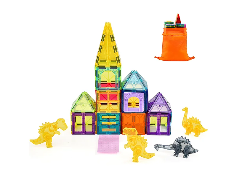 Magnetische Bouwsteen, SucceBuy 56 Stuks Magnetische Tegels, 3D-Bouwstenen voor Kinderen, Magnetische Bouwset