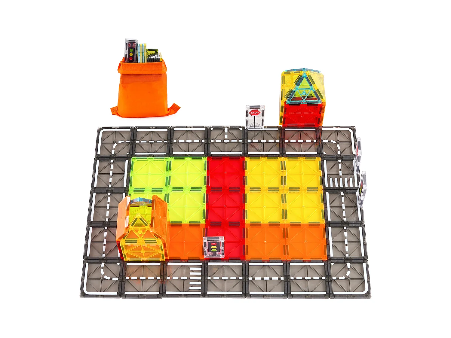 Bloc de Construction Magnétique, SucceBuy Lot de 56 Tuiles Magnétiques, Blocs de Construction Magnétiques 3D pour Enfants, Ensemble de Jouets STEM