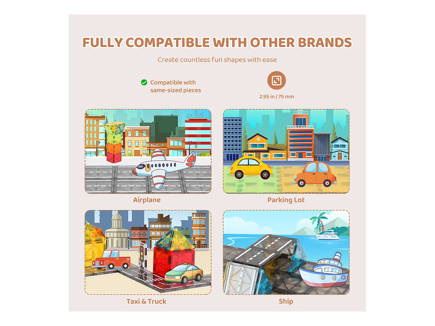 Bloc de Construction Magnétique, SucceBuy Lot de 56 Tuiles Magnétiques, Blocs de Construction Magnétiques 3D pour Enfants, Ensemble de Jouets STEM