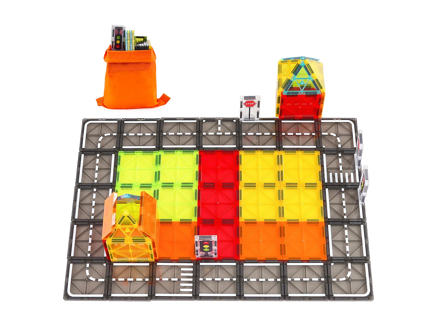 Bloc de Construction Magnétique, SucceBuy Lot de 56 Tuiles Magnétiques, Blocs de Construction Magnétiques 3D pour Enfants, Ensemble de Jouets STEM