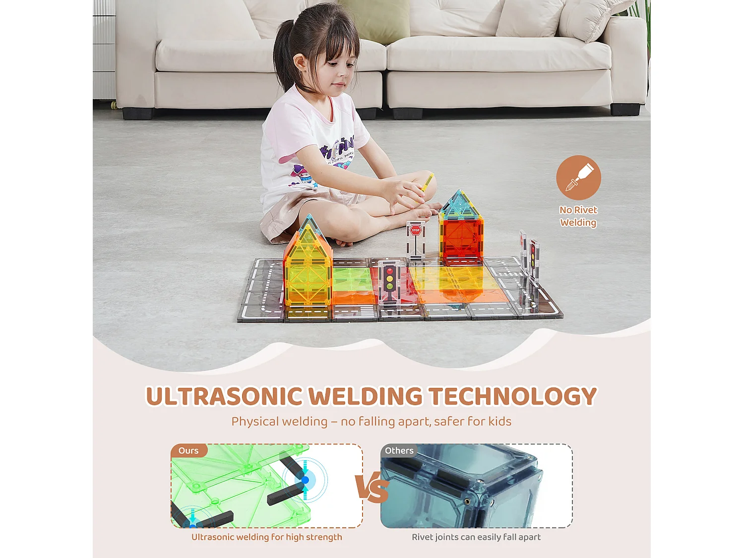 Bloc de Construction Magnétique, SucceBuy Lot de 56 Tuiles Magnétiques, Blocs de Construction Magnétiques 3D pour Enfants, Ensemble de Jouets STEM