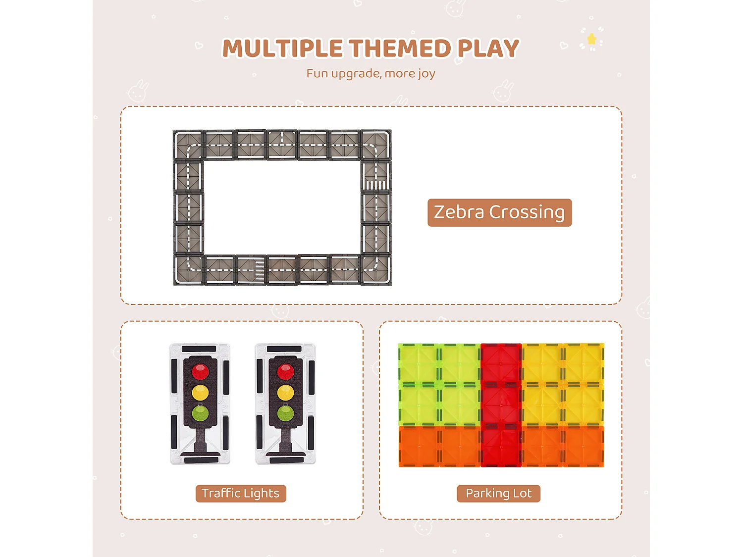 Bloc de Construction Magnétique, SucceBuy Lot de 56 Tuiles Magnétiques, Blocs de Construction Magnétiques 3D pour Enfants, Ensemble de Jouets STEM