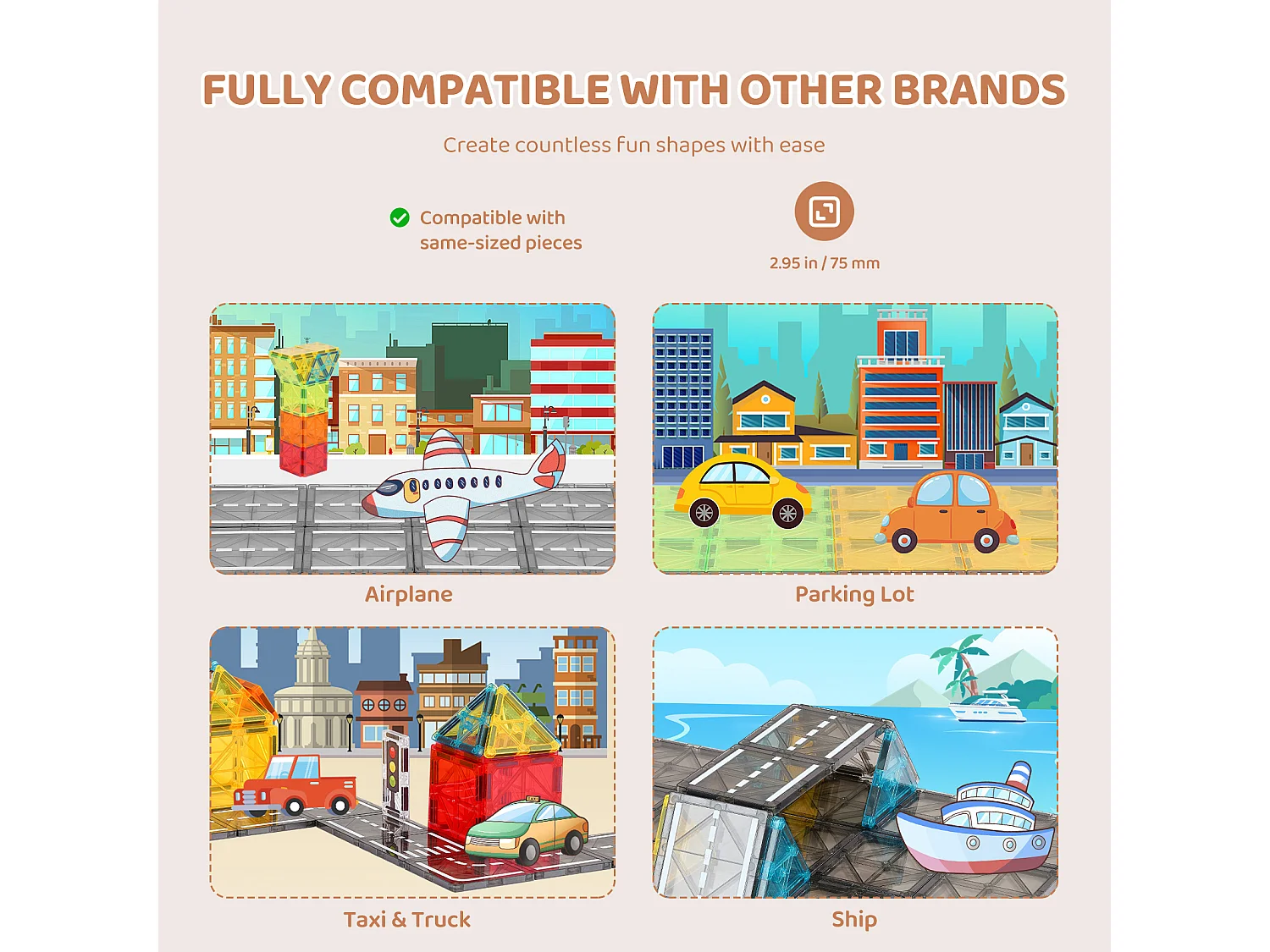 Bloc de Construction Magnétique, SucceBuy Lot de 56 Tuiles Magnétiques, Blocs de Construction Magnétiques 3D pour Enfants, Ensemble de Jouets STEM