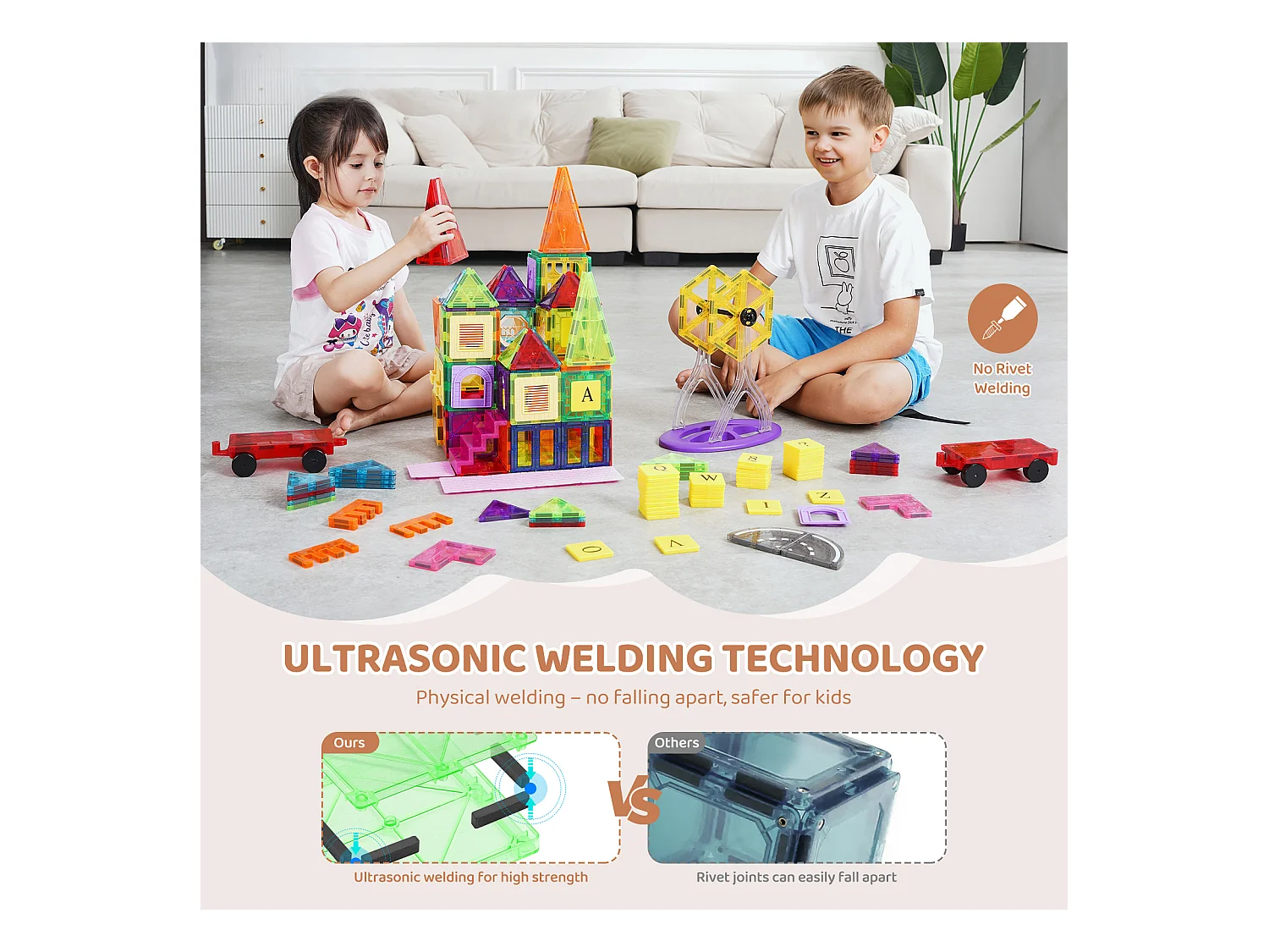 Bloc de Construction Magnétique, SucceBuy Tuiles Magnétiques Jouet de Construction Magnétique 181 Pièces Blocs Magnétiques pour Enfants Ensemble 3D