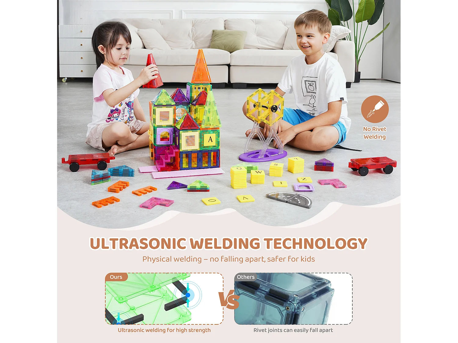 Bloc de Construction Magnétique, SucceBuy Tuiles Magnétiques Jouet de Construction Magnétique 181 Pièces Blocs Magnétiques pour Enfants Ensemble 3D