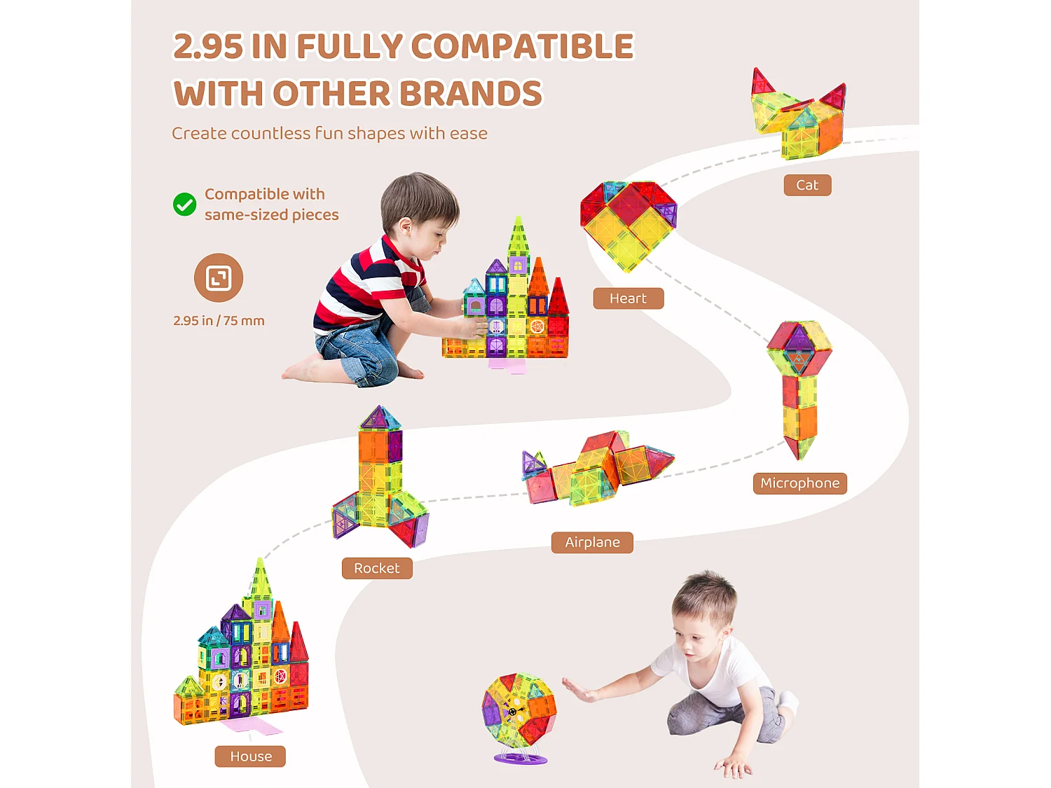 Bloc de Construction Magnétique, SucceBuy Tuiles Magnétiques Jouet de Construction Magnétique 181 Pièces Blocs Magnétiques pour Enfants Ensemble 3D