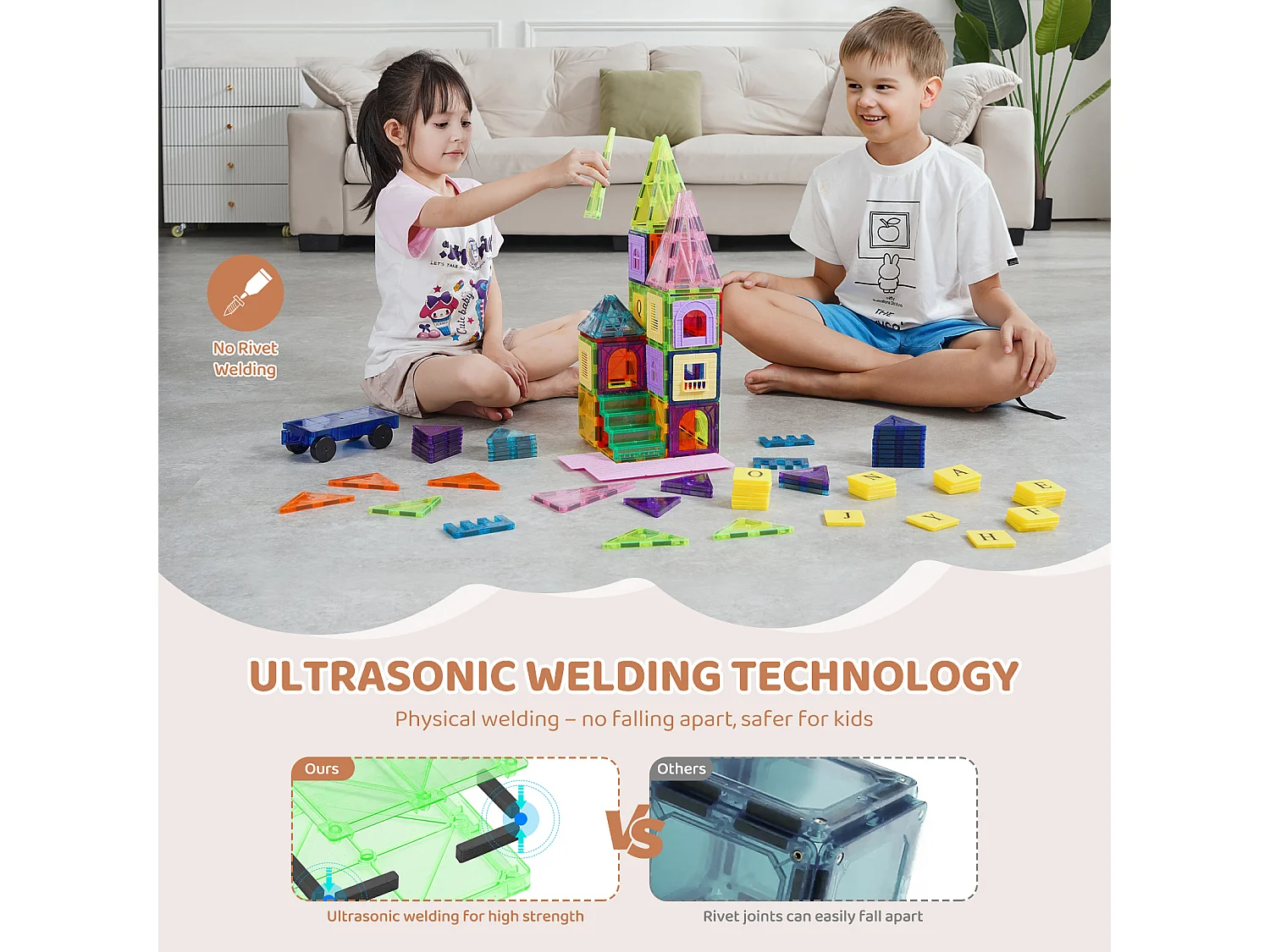 Magnetische Bouwblokken, SucceBuy Magnetische Tegels, 121 Stuks voor Kinderen, Bouwset met Extra's, STEM-speelgoed voor 5 Jaar en Ouder