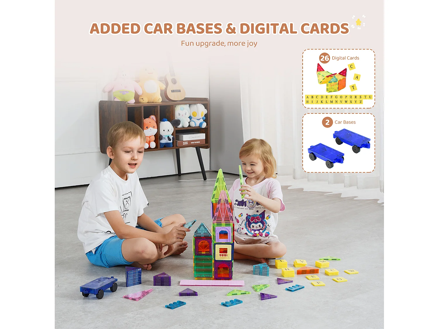 Magnetische Bouwblokken, SucceBuy Magnetische Tegels, 121 Stuks voor Kinderen, Bouwset met Extra's, STEM-speelgoed voor 5 Jaar en Ouder