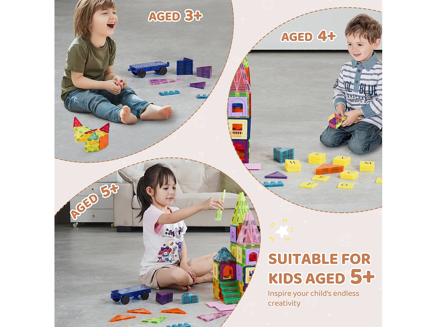 Magnetische Bouwblokken, SucceBuy Magnetische Tegels, 121 Stuks voor Kinderen, Bouwset met Extra's, STEM-speelgoed voor 5 Jaar en Ouder