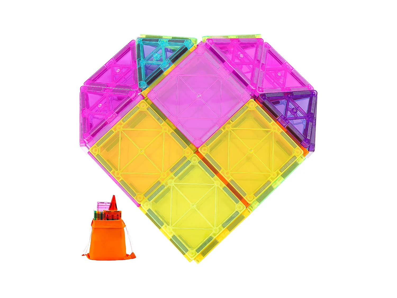 Bloc de Construction Magnétique, SucceBuy Lot de 55 Tuiles Magnétiques, Blocs de Construction Magnétiques pour Enfants, Jouet 3D