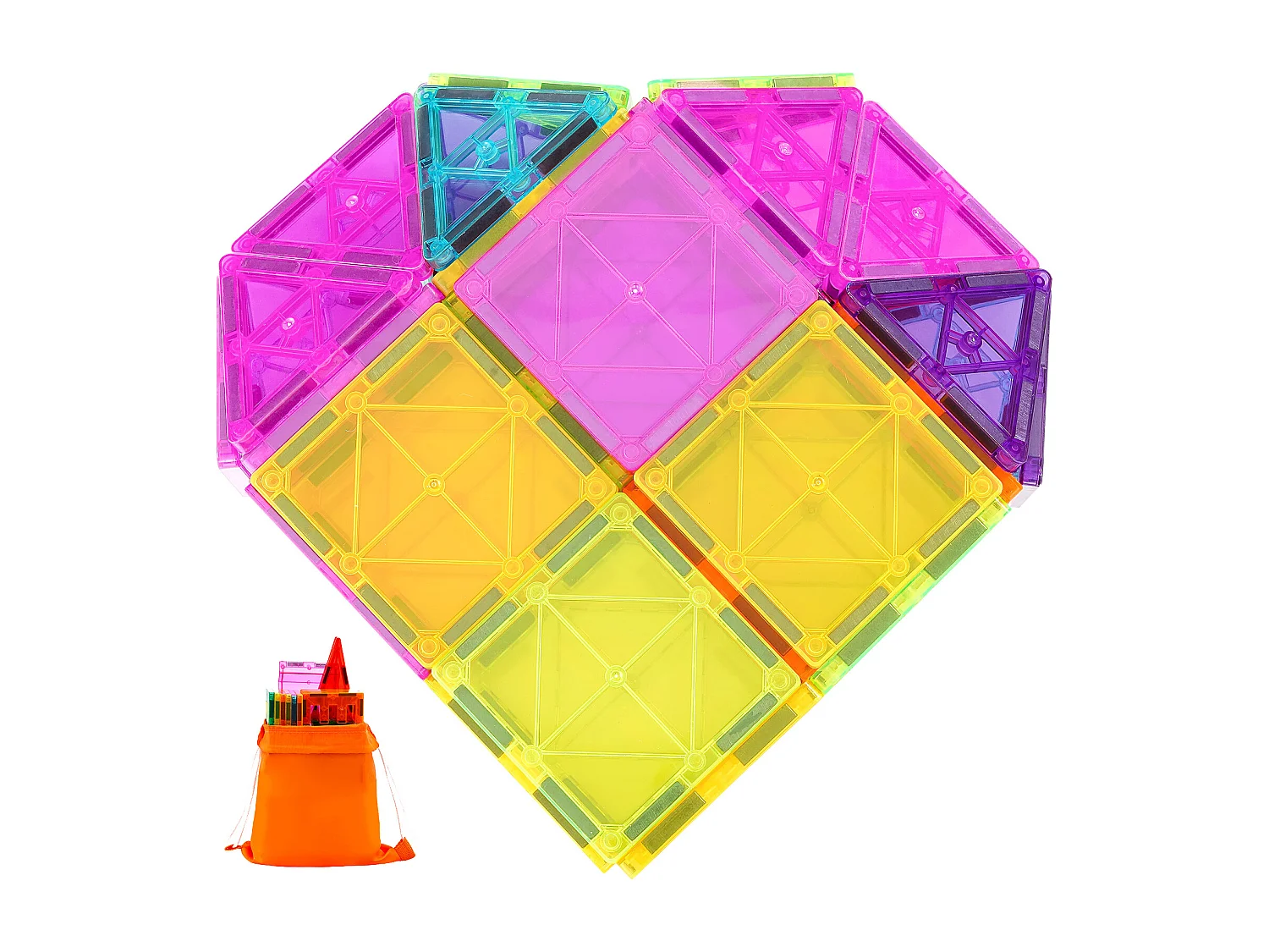 Bloc de Construction Magnétique, SucceBuy Lot de 55 Tuiles Magnétiques, Blocs de Construction Magnétiques pour Enfants, Jouet 3D