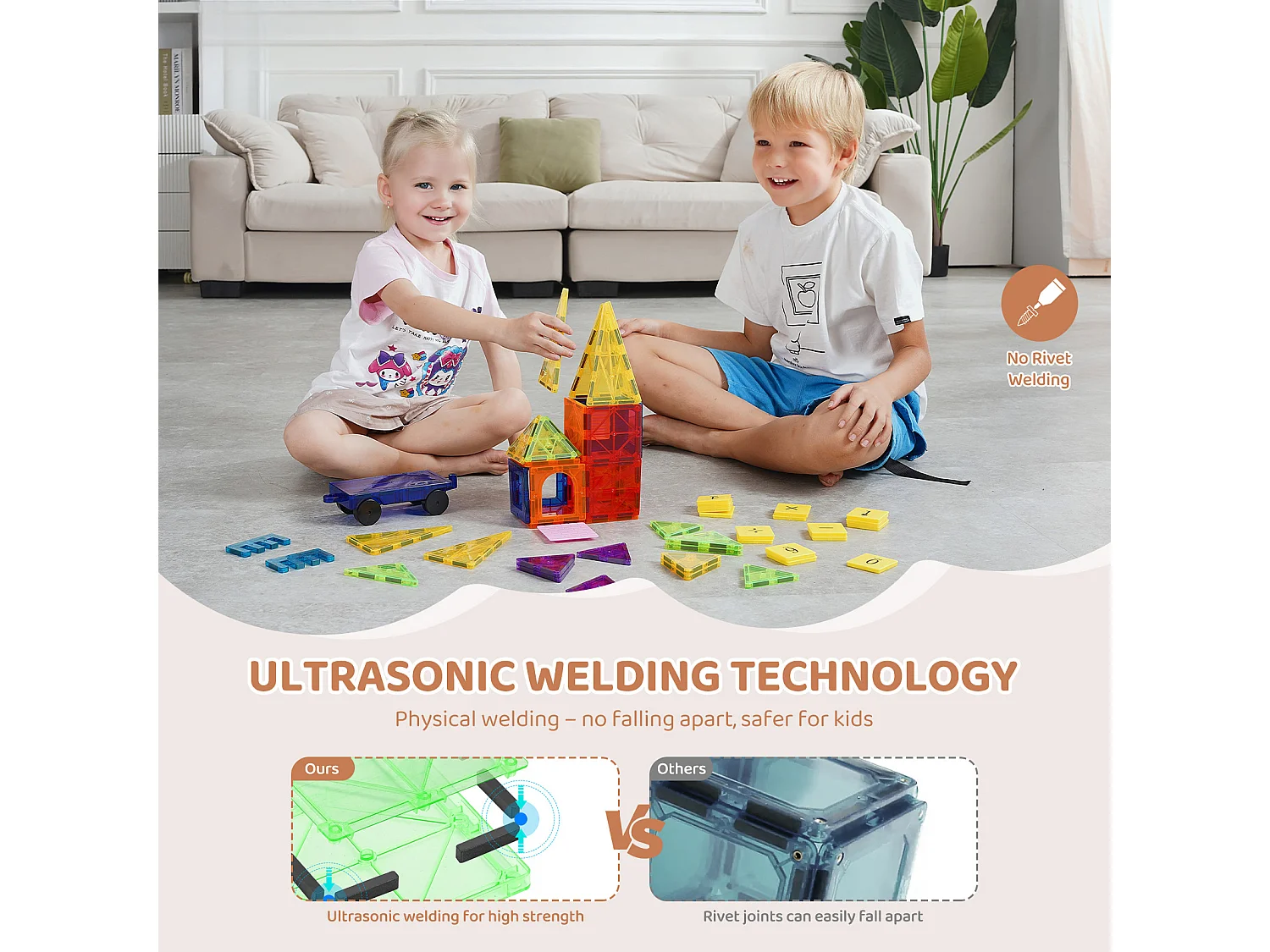 Bloc de Construction Magnétique, SucceBuy Lot de 55 Tuiles Magnétiques, Blocs de Construction Magnétiques pour Enfants, Jouet 3D