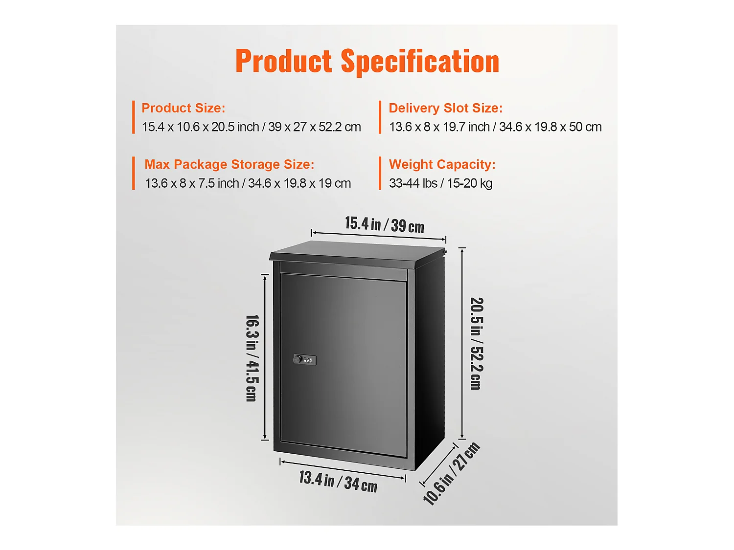 Boite à Colis, SucceBuy Boîte de Livraison de Colis d'Extérieur 39 x 27 x 52,2 cm avec Serrure à Code